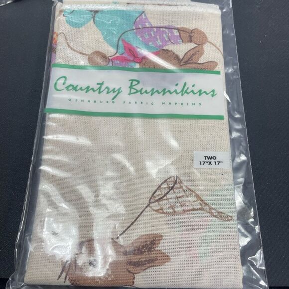 VTG 1997 Avon NIP Set Of 7 2 Packs Country Bunnikins Easter Fabric Napkins 17” - Picture 5 of 9